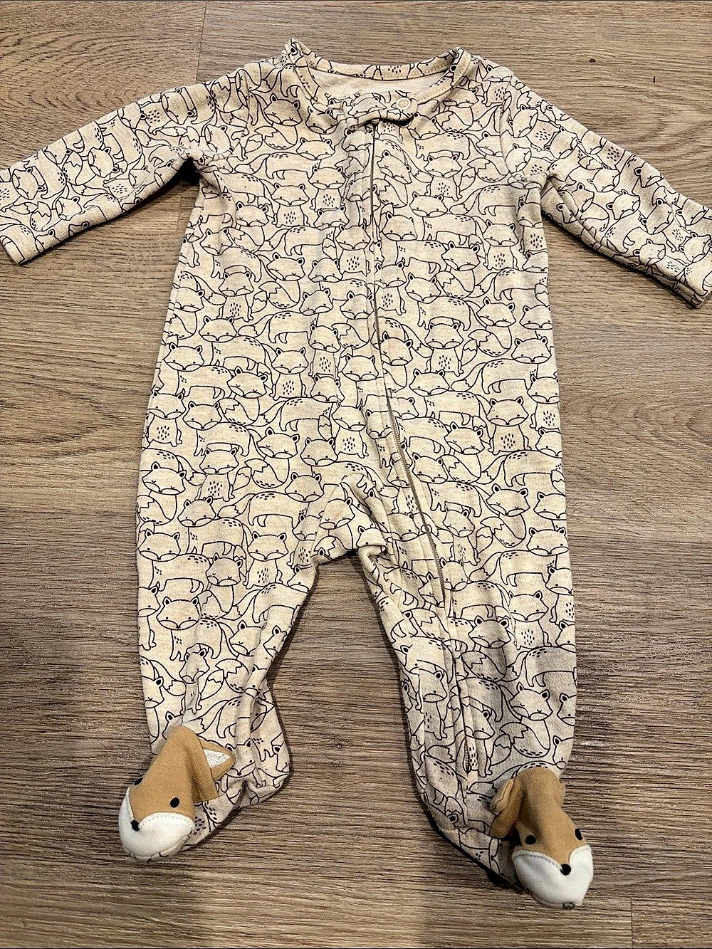 Just One You Fox Print Footie Baby 3M Like New